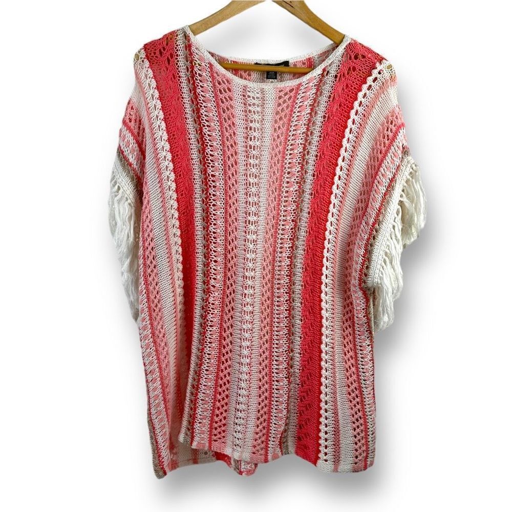 Tommy Bahama Coral, Off White, Tan Crochet Sweater Size M‎